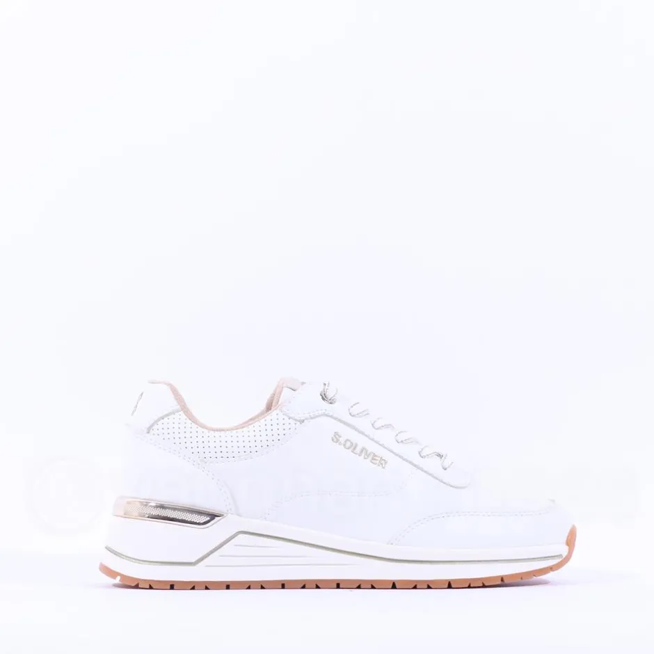 Women S.Oliver Erin Wedge Laced Trainer - White