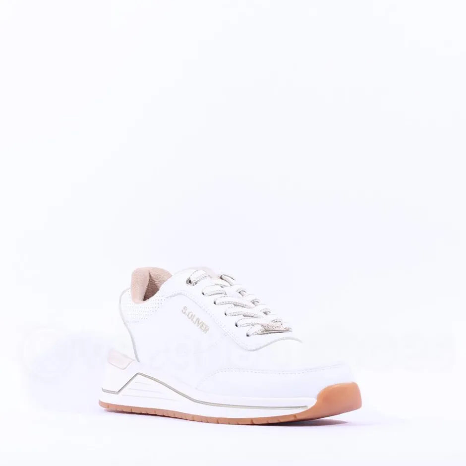 Women S.Oliver Erin Wedge Laced Trainer - White
