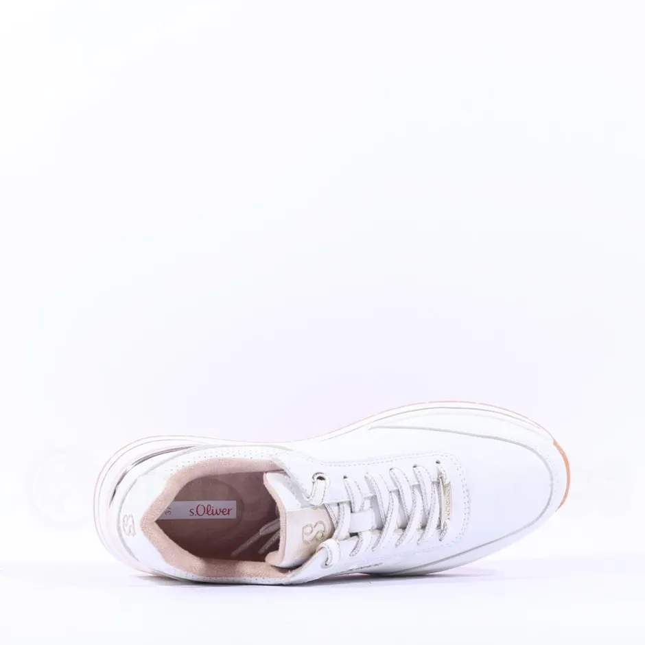 Women S.Oliver Erin Wedge Laced Trainer - White