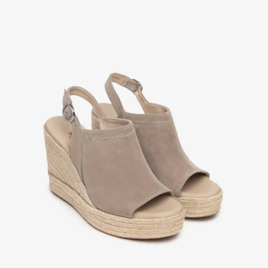 Women NeroGiardini Espadrille Wedge Slingback - Beige Suede