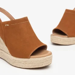 Women NeroGiardini Espadrille Wedge Slingback - Tan Suede