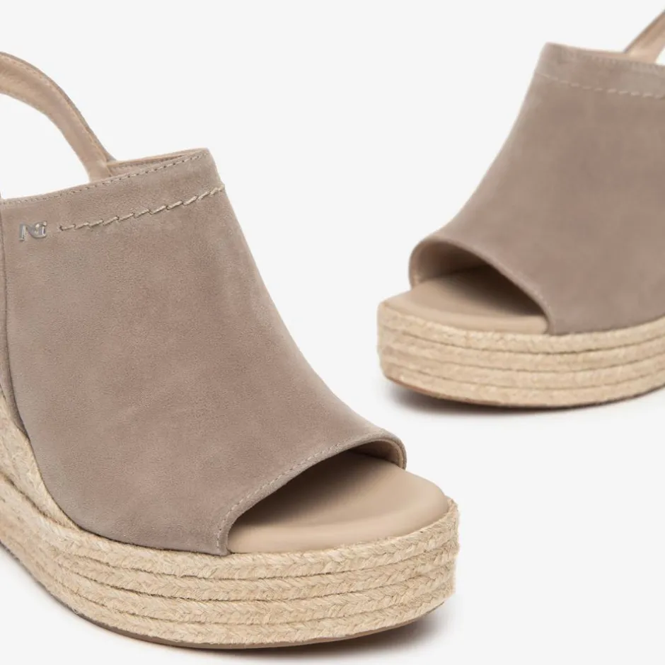 Women NeroGiardini Espadrille Wedge Slingback - Beige Suede