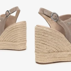 Women NeroGiardini Espadrille Wedge Slingback - Beige Suede