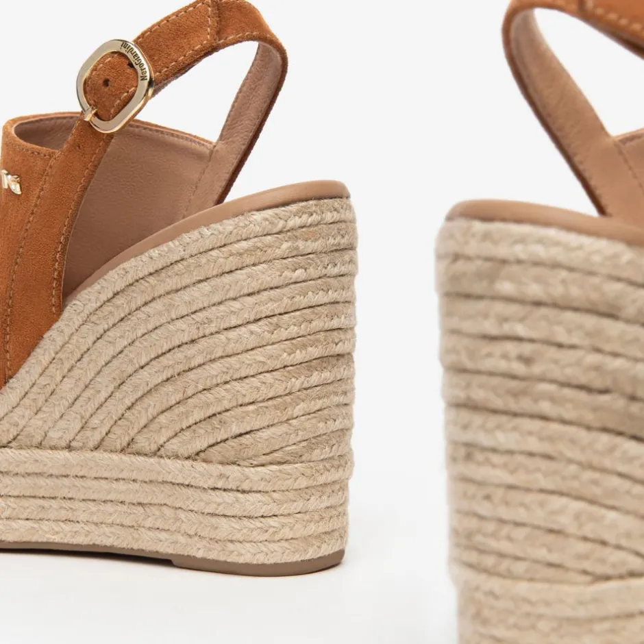Women NeroGiardini Espadrille Wedge Slingback - Tan Suede