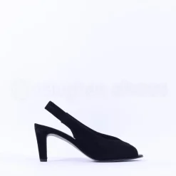 Women Gabor Eternity Peeptoe Slingback Heel - Black Suede
