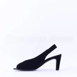 Women Gabor Eternity Peeptoe Slingback Heel - Black Suede