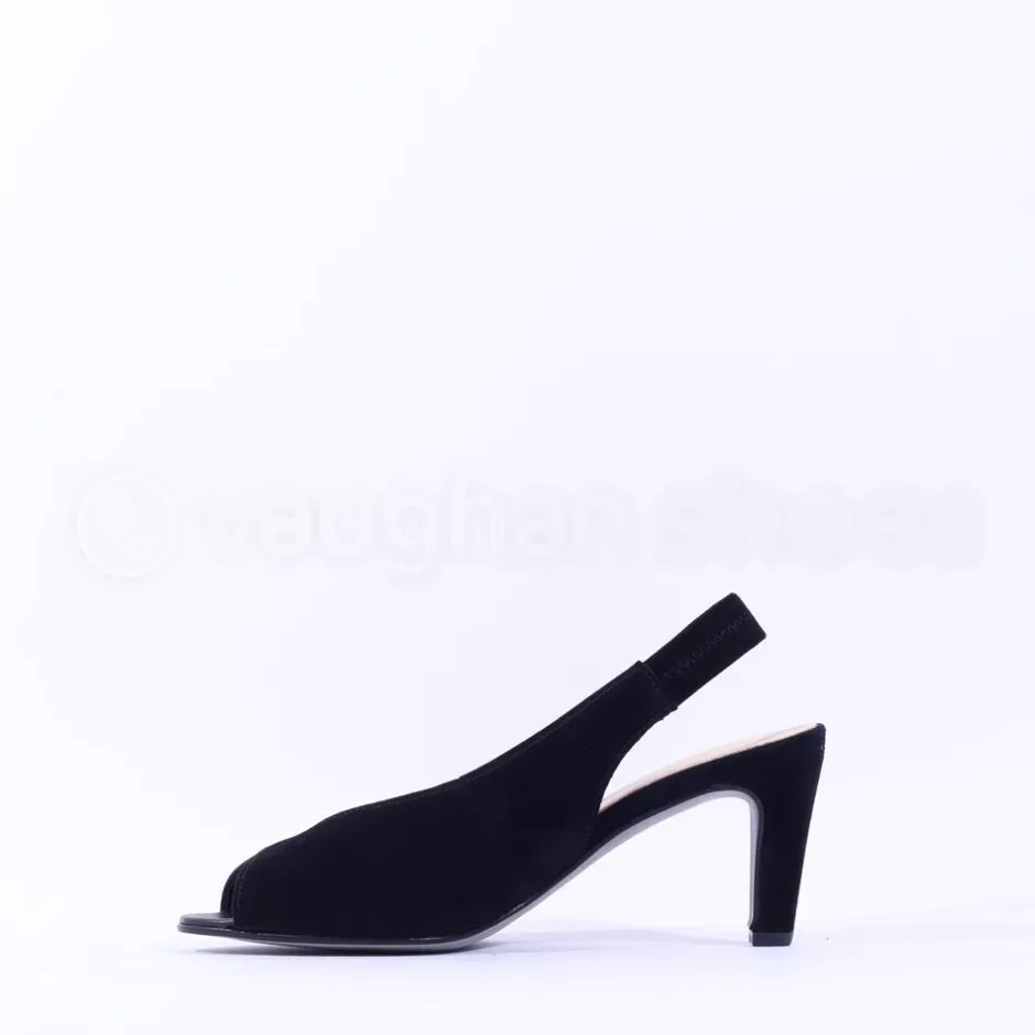 Women Gabor Eternity Peeptoe Slingback Heel - Black Suede