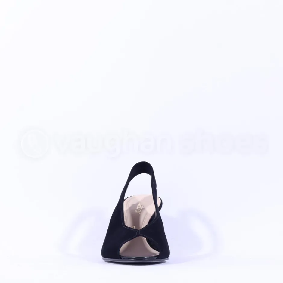 Women Gabor Eternity Peeptoe Slingback Heel - Black Suede