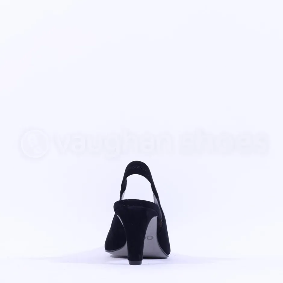 Women Gabor Eternity Peeptoe Slingback Heel - Black Suede