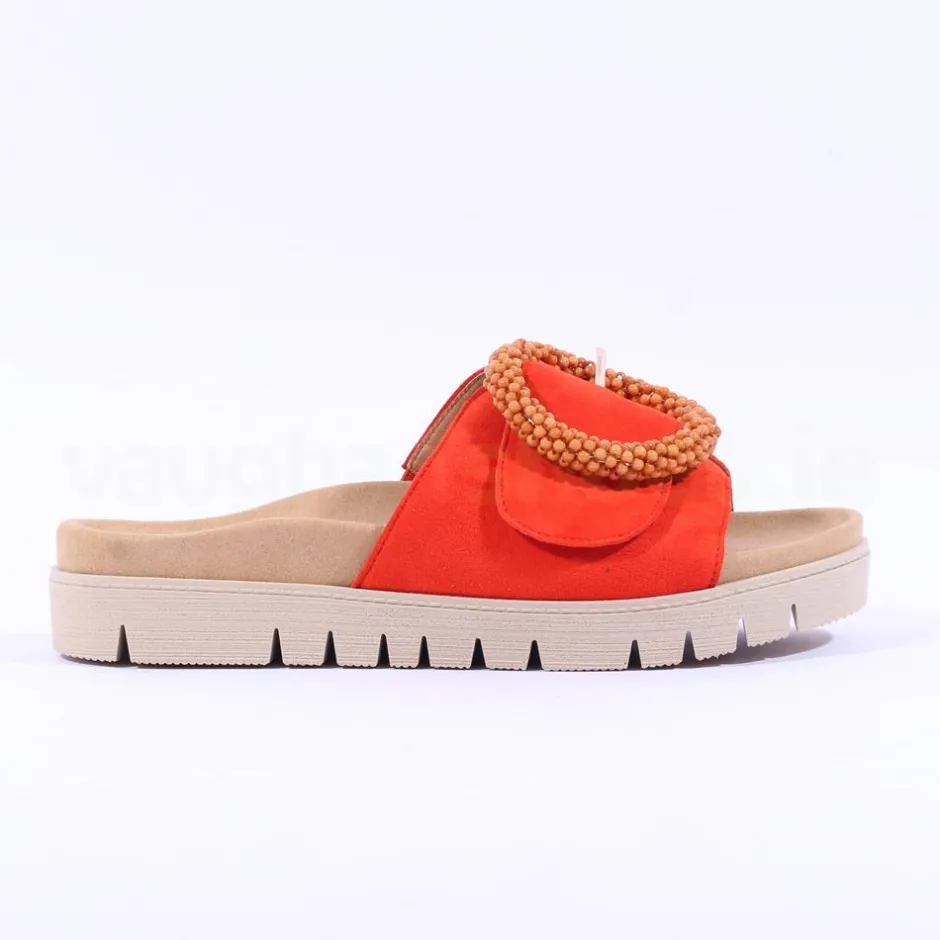 Women Gabor Everly Beaded Ring Velcro Mule - Orange Suede