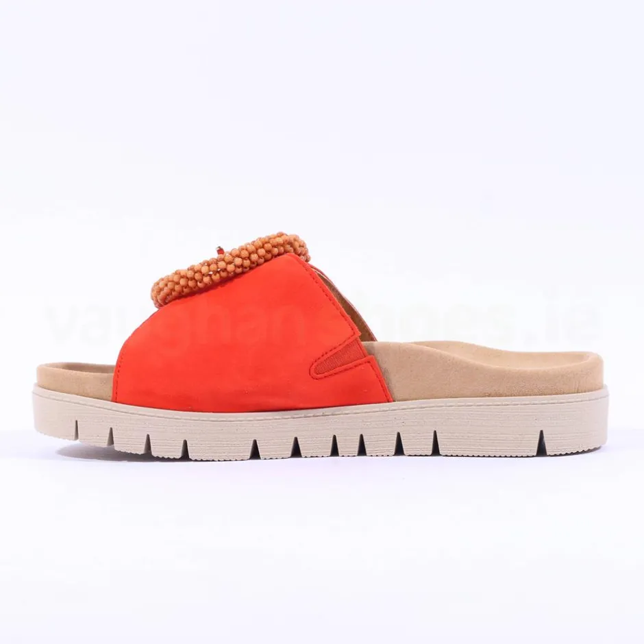 Women Gabor Everly Beaded Ring Velcro Mule - Orange Suede