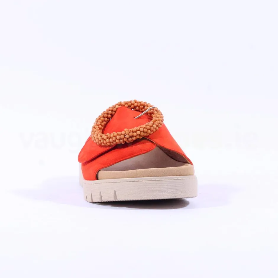 Women Gabor Everly Beaded Ring Velcro Mule - Orange Suede