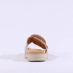 Women Gabor Everly Beaded Ring Velcro Mule - Gold Metallic