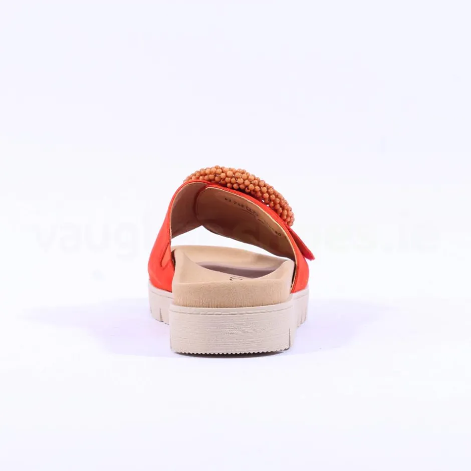 Women Gabor Everly Beaded Ring Velcro Mule - Orange Suede