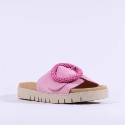 Women Gabor Everly Beaded Ring Velcro Mule - Soft Pink