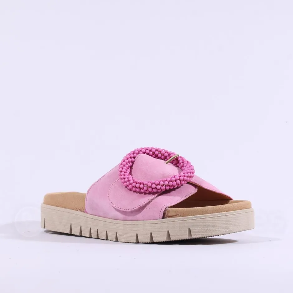 Women Gabor Everly Beaded Ring Velcro Mule - Soft Pink