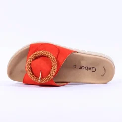Women Gabor Everly Beaded Ring Velcro Mule - Orange Suede