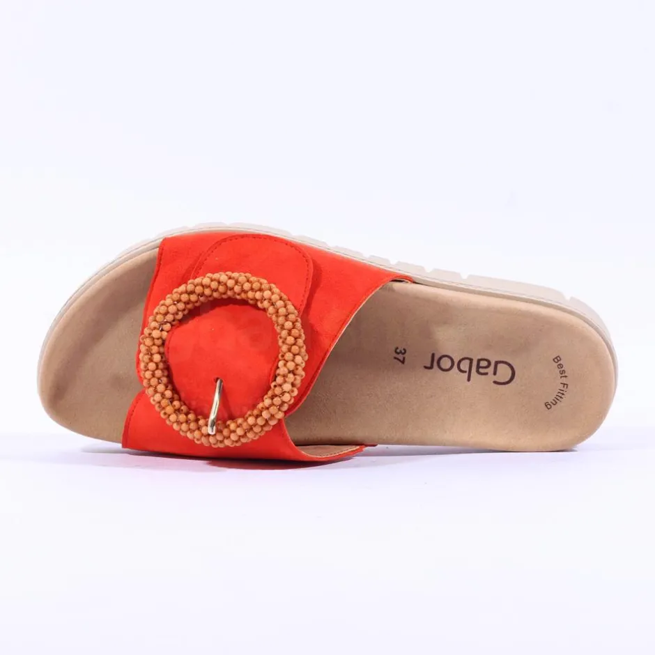 Women Gabor Everly Beaded Ring Velcro Mule - Orange Suede