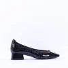 Women Caprice Evita Low Heel Link Shoe - Black Patent