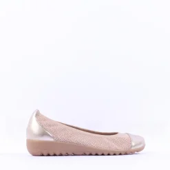 Women Caprice Faby Toe Cap Low Wedge Pump - Sand