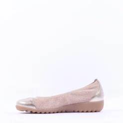 Women Caprice Faby Toe Cap Low Wedge Pump - Sand