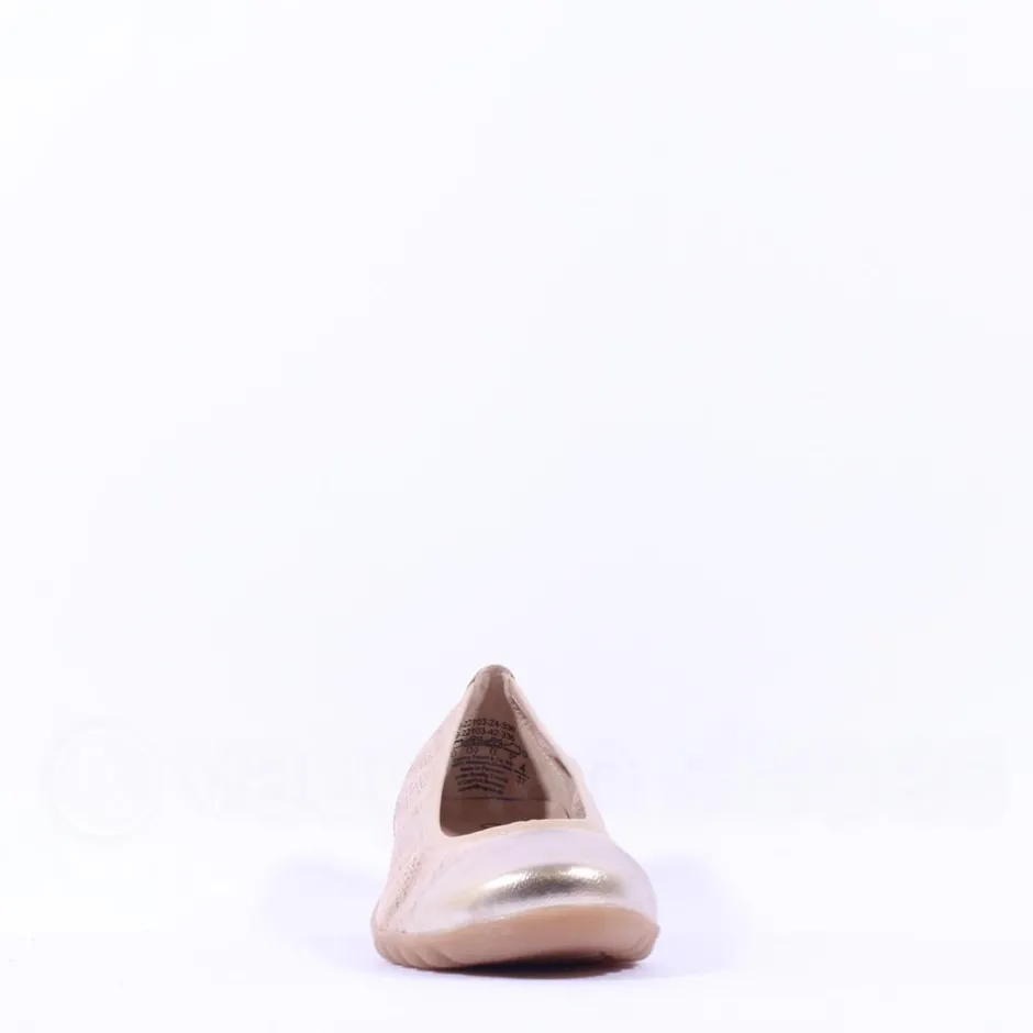 Women Caprice Faby Toe Cap Low Wedge Pump - Sand