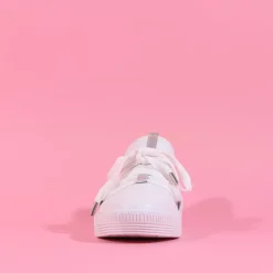 Women Gabor False Ribbon Lace Trainer Waltz - White Leather