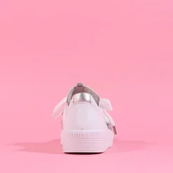 Women Gabor False Ribbon Lace Trainer Waltz - White Leather