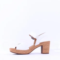 Women Gabor Fantastica Cork Block Heel Sandal - White Leather