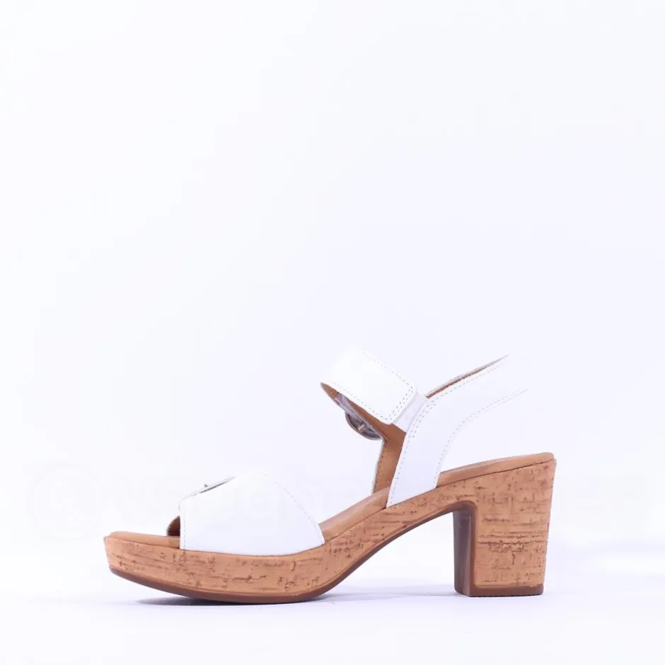 Women Gabor Fantastica Cork Block Heel Sandal - White Leather