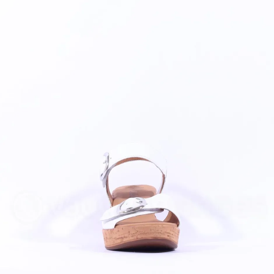 Women Gabor Fantastica Cork Block Heel Sandal - White Leather