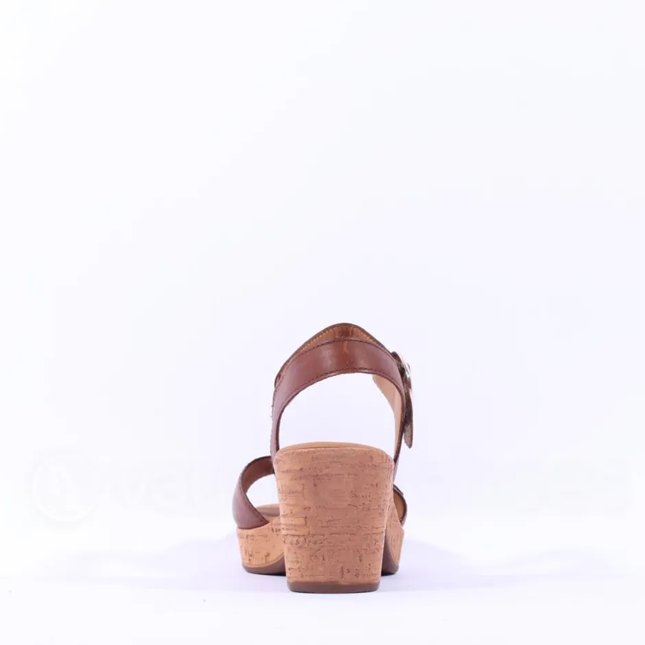 Women Gabor Fantastica Cork Block Heel Sandal - Tan Leather