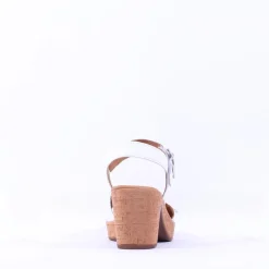 Women Gabor Fantastica Cork Block Heel Sandal - White Leather