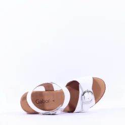 Women Gabor Fantastica Cork Block Heel Sandal - White Leather
