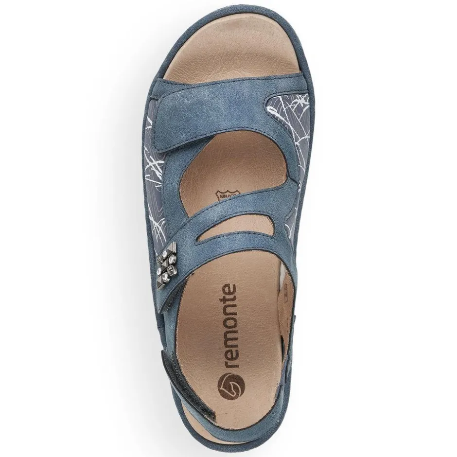 Women Remonte Filippa 2 Velcro Strap Sandal - Blue Combination