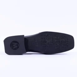 Women Wonders Flare Heel Slip On Buckle Loafer - Black Lea