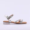 Women Oh My Sandals Flat Glitter Strap Sandal - Silver Sparkle