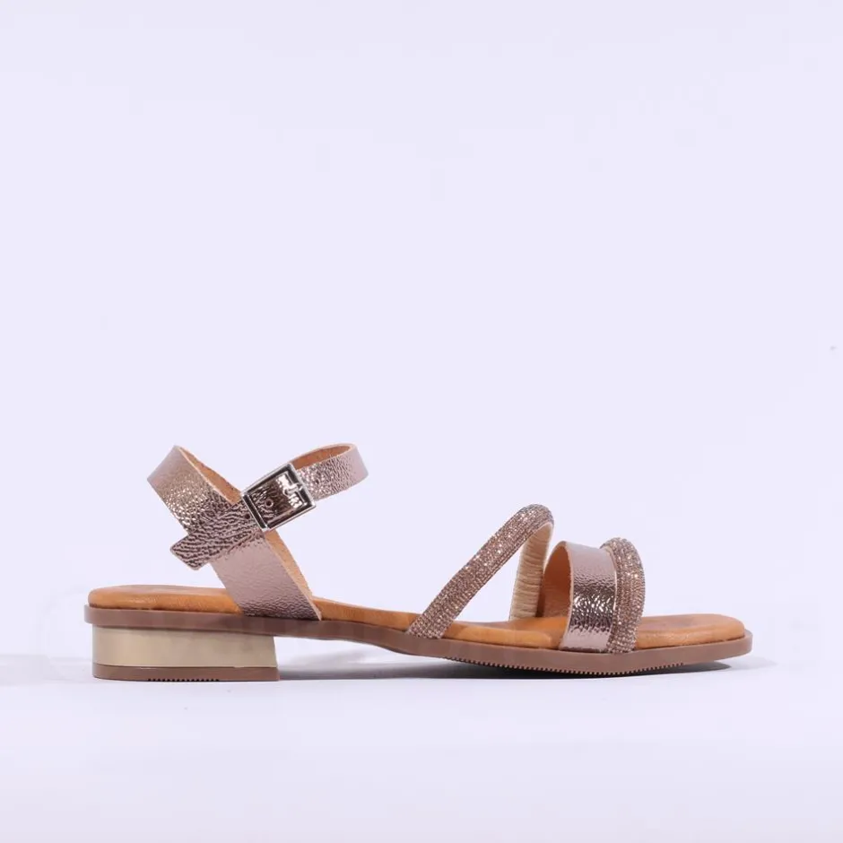 Women Oh My Sandals Flat Glitter Strap Sandal - Bronze Gold