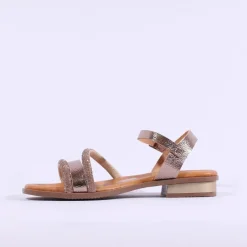 Women Oh My Sandals Flat Glitter Strap Sandal - Bronze Gold