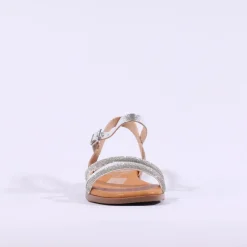 Women Oh My Sandals Flat Glitter Strap Sandal - Silver Sparkle