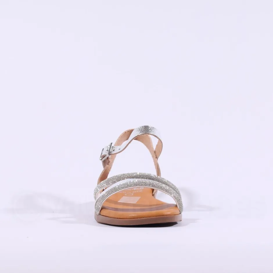 Women Oh My Sandals Flat Glitter Strap Sandal - Silver Sparkle