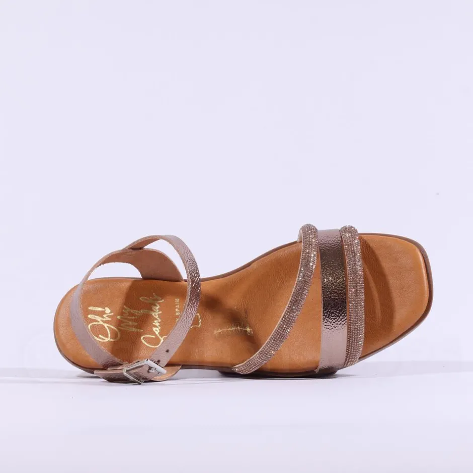 Women Oh My Sandals Flat Glitter Strap Sandal - Bronze Gold