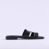Women Oh My Sandals Flat Mule Slider - Black Croc