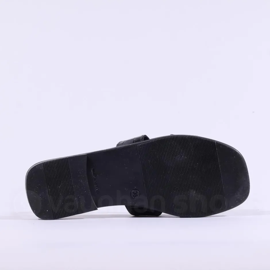 Women Oh My Sandals Flat Mule Slider - Black Croc