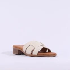 Women Oh My Sandals Flat Mule Slider - Cream