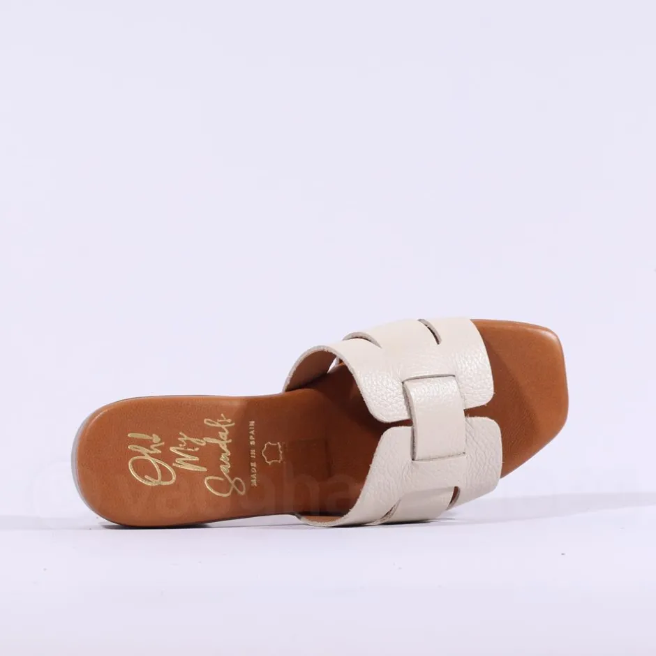 Women Oh My Sandals Flat Mule Slider - Cream