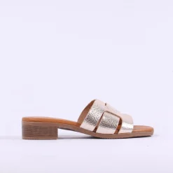 Women Oh My Sandals Flat Mule Slider - Gold
