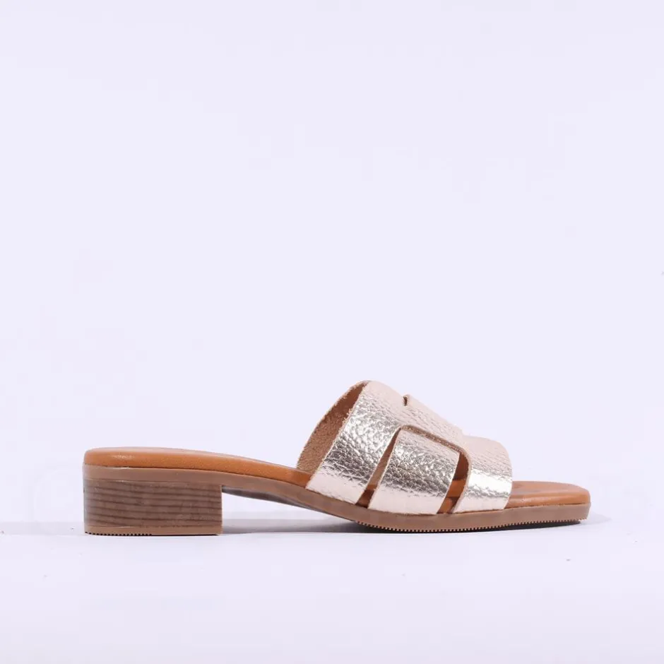 Women Oh My Sandals Flat Mule Slider - Gold