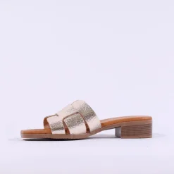 Women Oh My Sandals Flat Mule Slider - Gold