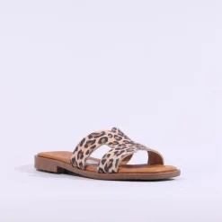 Women Oh My Sandals Flat Mule Slider - Leopard Print